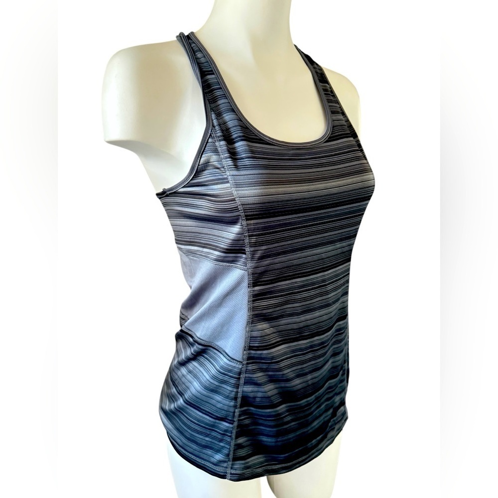 Skechers Women's Black and Gray Striped Tank/singlet, running, Sz S